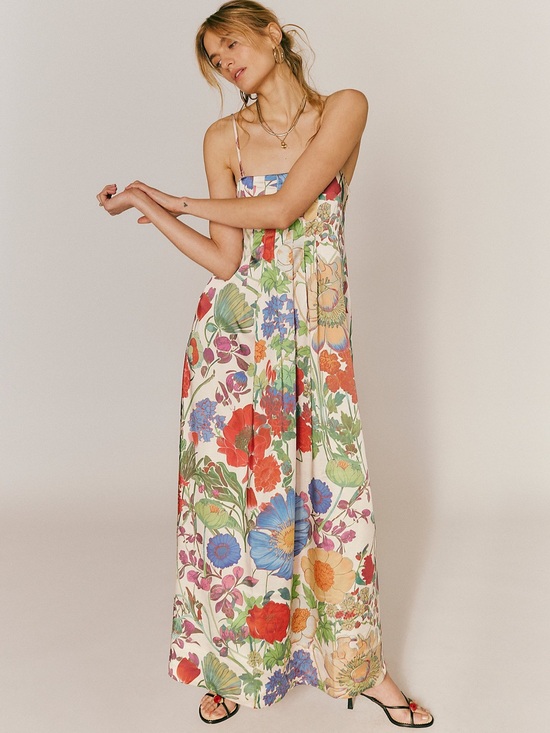 Free People Dresses & Skirts - Free People Botanical Maxi Dress Spring Combo Floral Strappy Slip NWT Medium